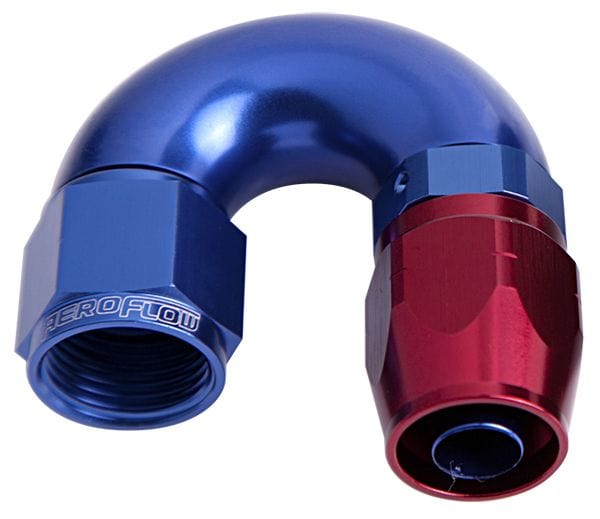 Aeroflow Performance Aeroflow Fittings 6AN / Red/Blue 550 Series Cutter One-Piece Full Flow Swivel 180° Hose End AF556 SR