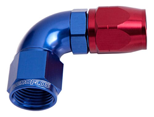 Aeroflow Performance Aeroflow Fittings 6AN / Red/Blue 550 Series Cutter One-Piece Full Flow Swivel 90° Hose End AF553 SR