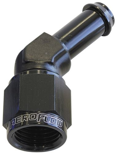 Aeroflow Performance Aeroflow Fittings 6AN to 3/8 BARB / Black 45° Hose Barb AF412 Multiple Sizes SR