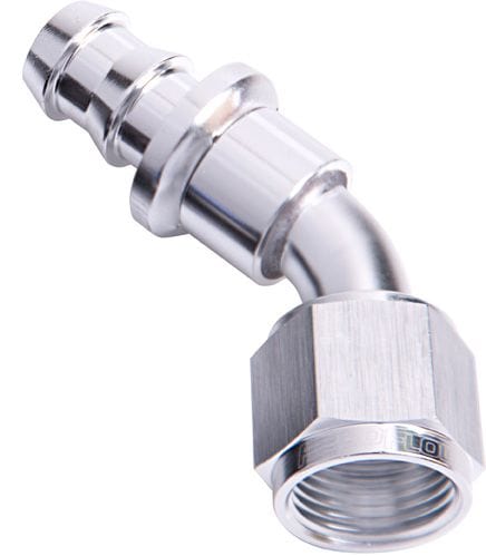 Aeroflow Performance Aeroflow Fittings 8 / Silver 400 Series Push Lock 45° Hose End AF402 SR