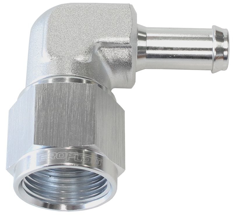 Aeroflow Performance Aeroflow Fittings 8AN to 1/2 BARB / Silver 90° Hose Barb AF413 - Multiple Sizes SR