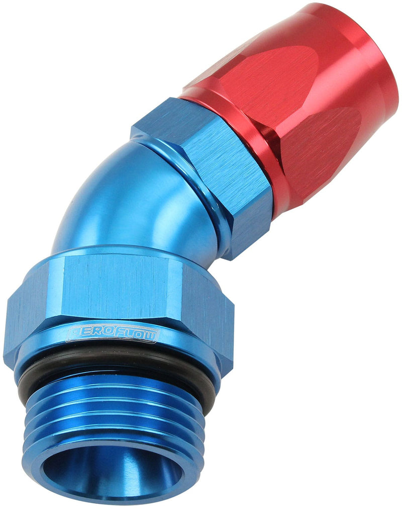 Aeroflow ORB Taper Swivel 45° Hose End -12 ORB to -10AN