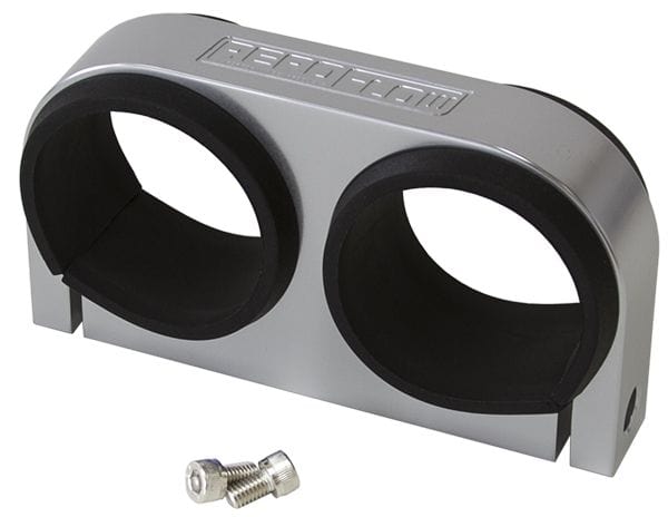 Aeroflow Performance Aeroflow Silver Dual Billet Fuel Pump Bracket Suits Aeroflow/Bosch 044 Fuel Pumps. Can also be used as a 2-5/8" Gauge Holder SR