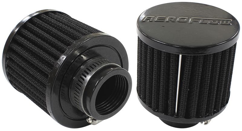 Aeroflow Performance Air Filters AF2271-1390 Black Clamp On Breather
3" (76.2mm) O.D. x 2-1/2" (63.5mm) High, 1-1/4" (31.75mm) Flange Inside Diameter SR