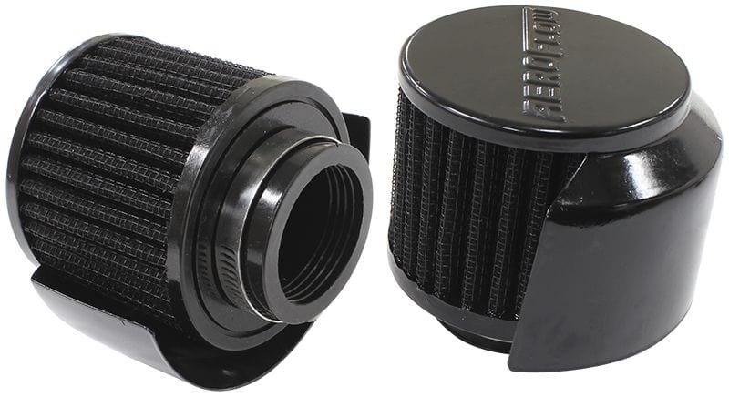 Aeroflow Performance Air Filters AF2271-1514 Black Clamp On Breather With Black Shield
3" (76.2mm) O.D. x 2-1/2" (63.5mm) High, 1-1/2" (38.1mm) Flange Inside Diameter SR