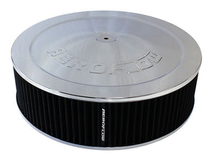 Chrome Air Filter Assembly
14" x 4", 7-5/16" neck,Flat Base with black washable cotton element