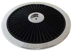 Chrome Full Flow Air Filter Top Plate
14" diameter, black washable cotton element