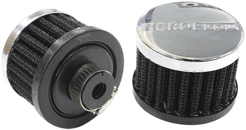 Aeroflow Performance Air Filters AF2871-1320 Chrome Push In Breather With Chrome Shield 
3" (76.2mm) O.D. x 2-1/2" (63.5mm) High, 1" (25.4mm) Flange Inside Diameter SR