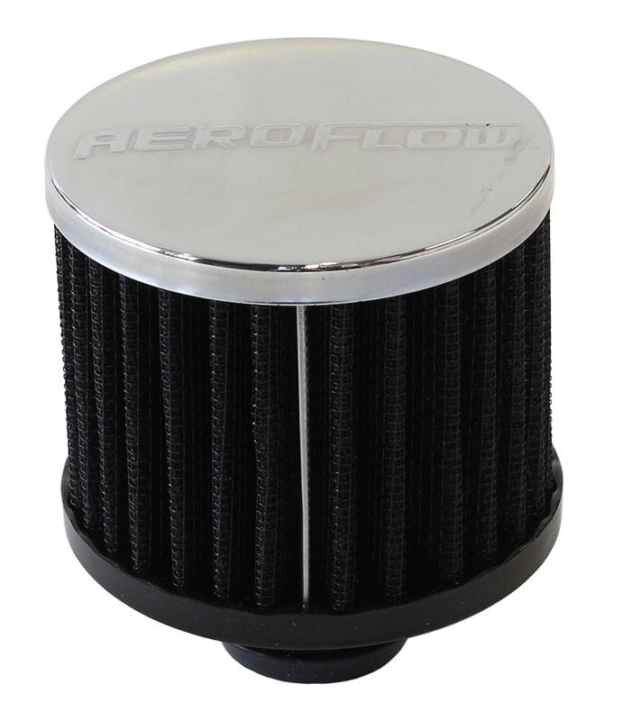 Aeroflow Performance Air Filters AF2871-1440 Chrome Clamp On Breather
3" (76.2mm) O.D. x 2-1/2" (63.5mm) High, 1-3/8" (34.9mm) Flange Inside Diameter SR