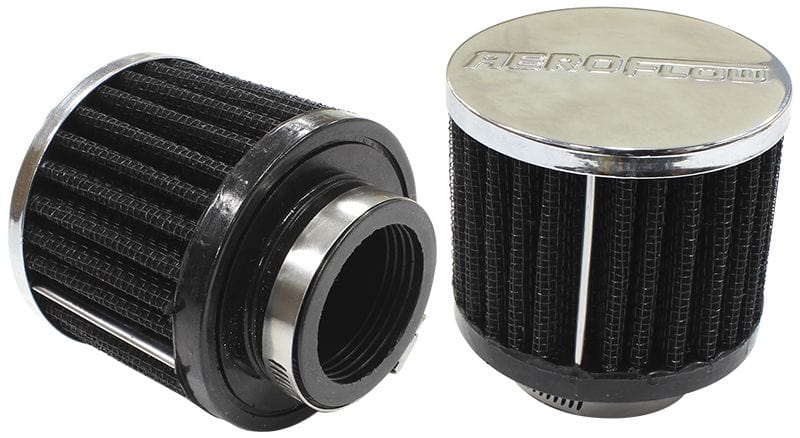 Aeroflow Performance Air Filters AF2871-1460 Chrome Clamp On Breather
3" (76.2mm) O.D. x 2-1/2" (63.5mm) High, 1-1/2" (38.1mm) Flange Inside Diameter SR