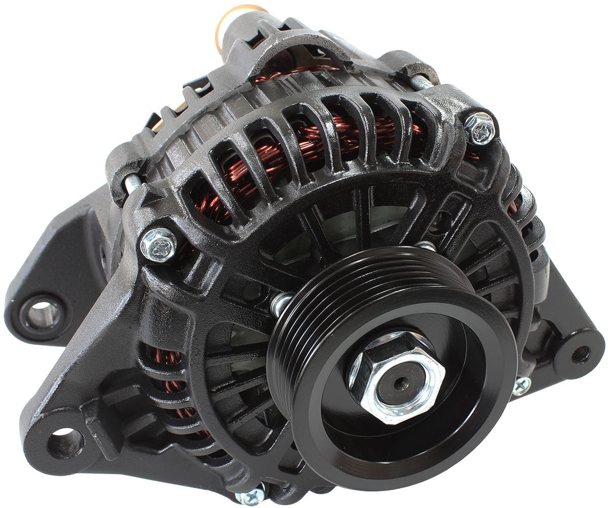 Aeroflow Performance Black Finish Aeroflow 150amp Mitsubishi 4G63 Alternator AF4275-1500 SR