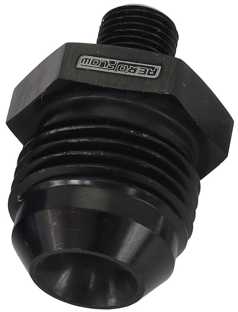 Aeroflow Performance Black Finish Aeroflow Metric to Male Flare Adapter M10 x 1mm to -10AN AF743-10BLK SR