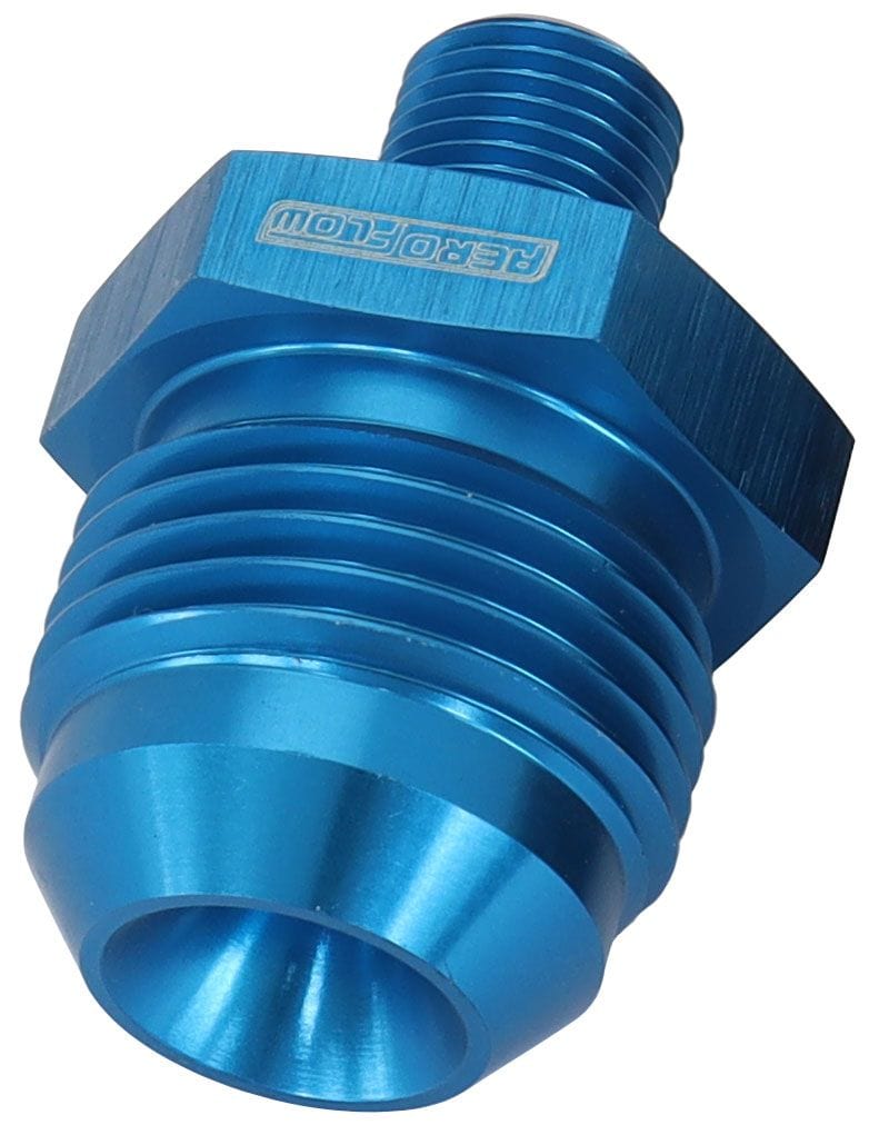 Aeroflow Performance Blue Finish Aeroflow Metric to Male Flare Adapter M10 x 1mm to -10AN AF743-10 SR