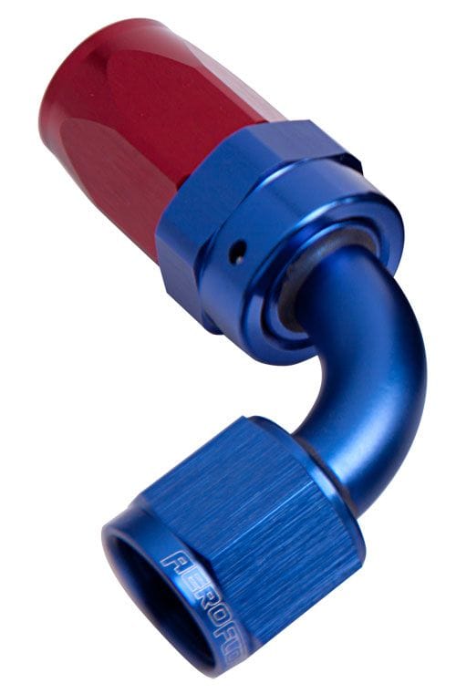 Aeroflow Performance Blue/Red Finish. Suit 100 & 450 Series Hose CLEARANCE Aeroflow 100 Series Taper 90° Swivel Hose End -10AN AF103-10 SR