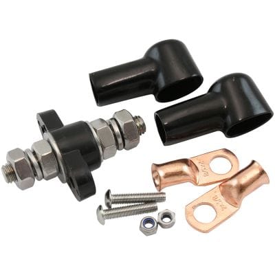 Aeroflow Performance Electrical Aeroflow Single Black Electrical Terminal Bulkhead -M10 Stud AF49-4062BLK SR