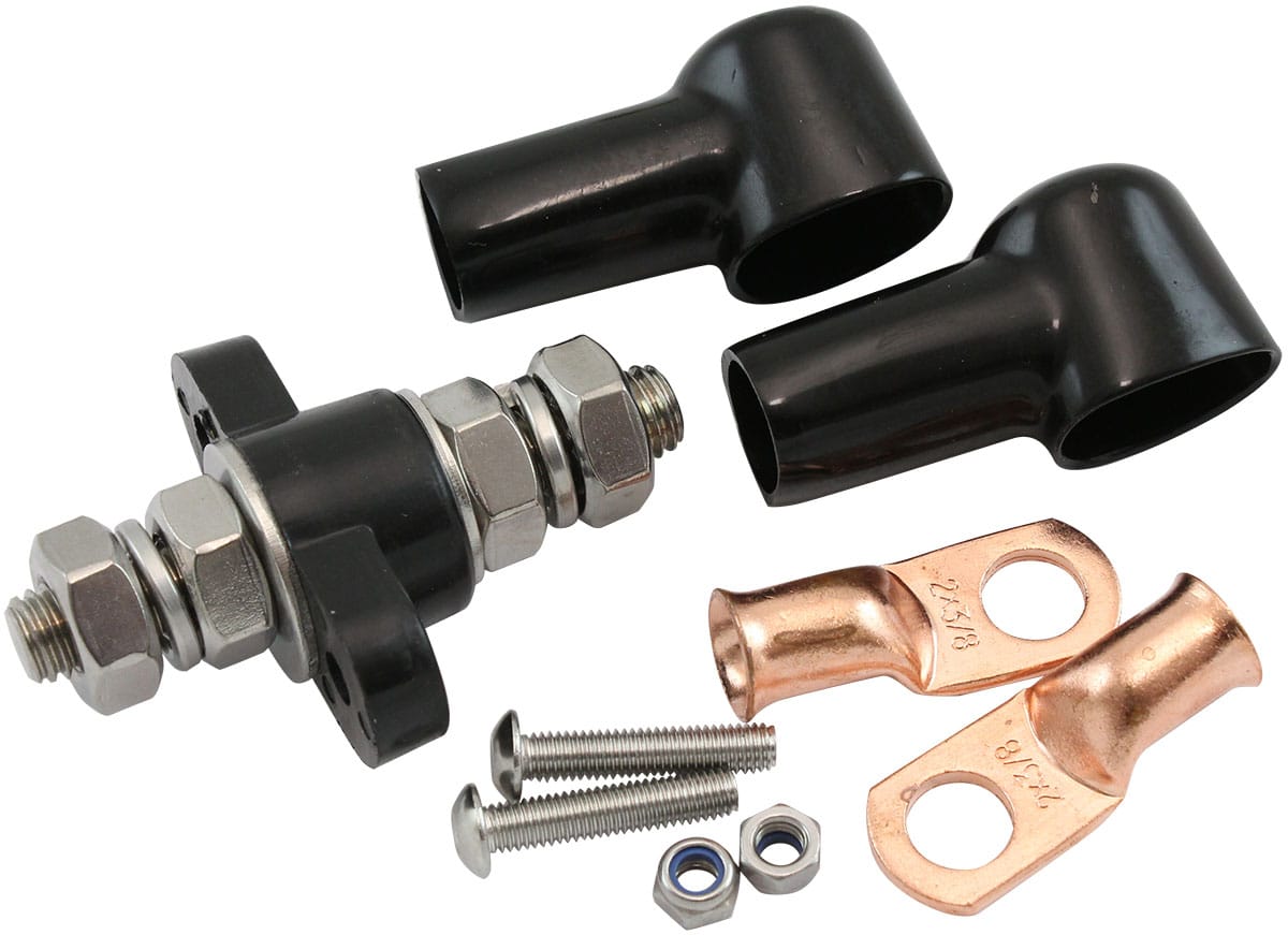 Aeroflow Performance Electrical Aeroflow Single Black Electrical Terminal Bulkhead -M10 Stud AF49-4062BLK SR
