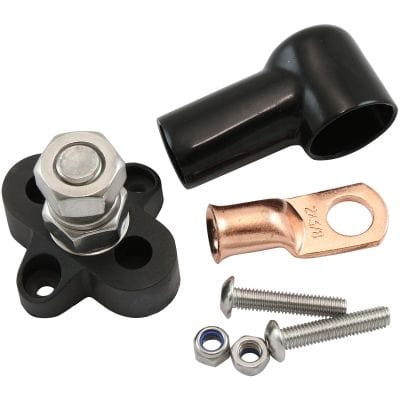 Aeroflow Performance Electrical Aeroflow Single Black Post Electrical Terminal Distribution Block - M10 Stud AF49-4067BLK SR