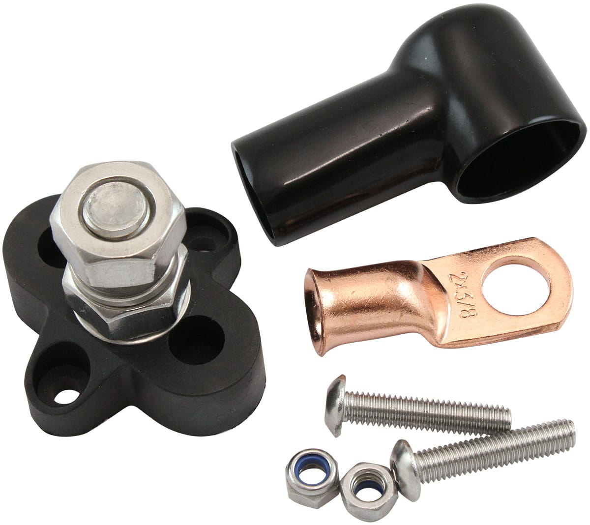 Aeroflow Performance Electrical Aeroflow Single Black Post Electrical Terminal Distribution Block - M10 Stud AF49-4067BLK SR