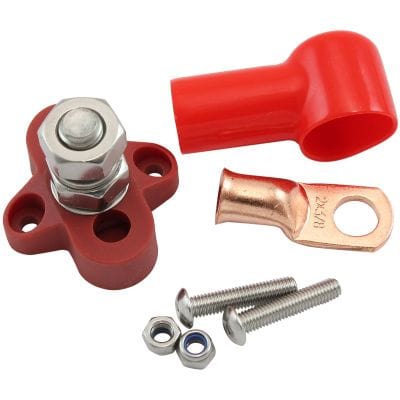 Aeroflow Performance Electrical Aeroflow Single Red Post Electrical Terminal Distribution Block - M10 Stud AF49-4067R SR