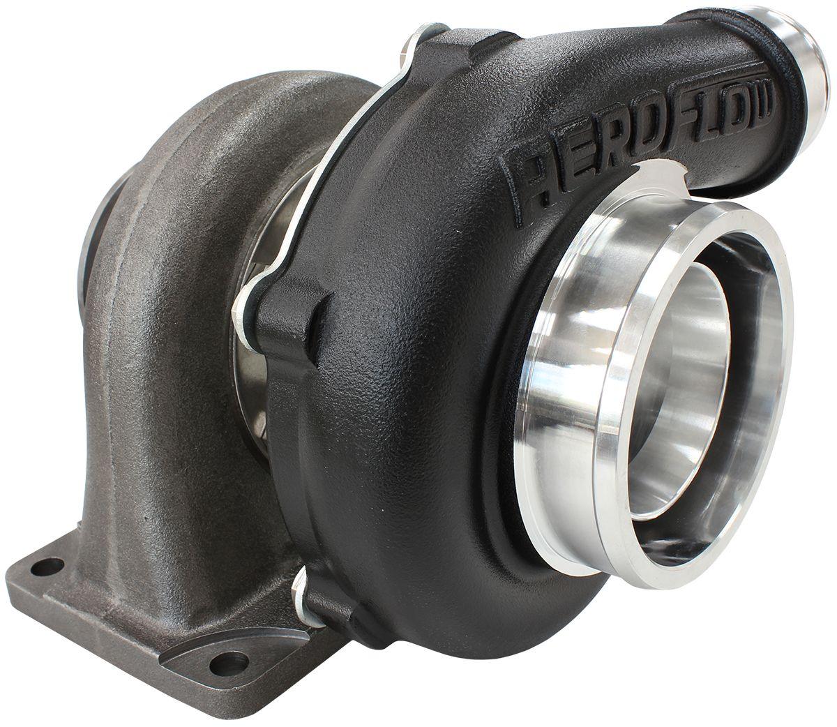 Aeroflow Performance External Wastegate, T3 Inlet Flange, V-Band Exhaust Flange Aeroflow BOOSTED 5855 .63 Turbocharger 750HP, Hi Temp Black Finish AF8005-3005BLK SR