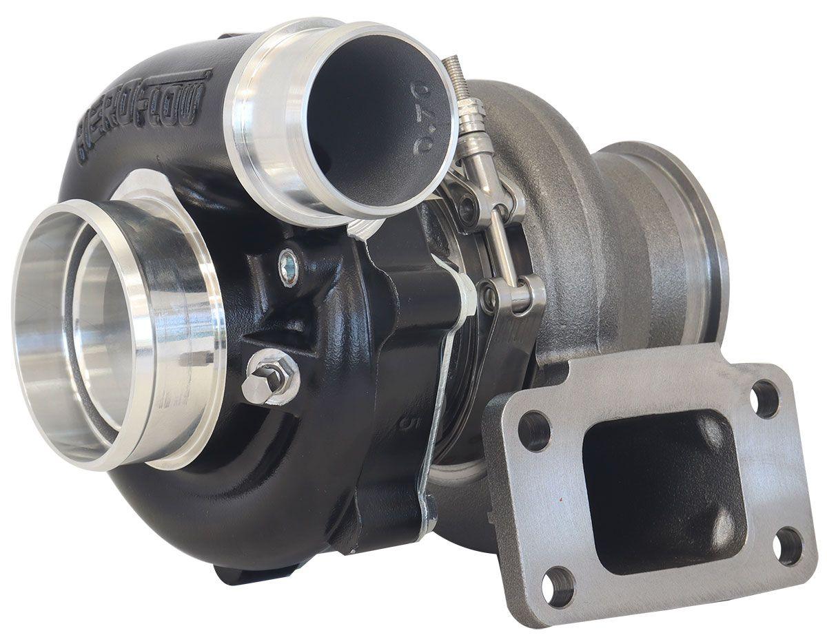 Aeroflow Performance External Wastegate, T3 Inlet Flange, V-Band Exhaust Flange Aeroflow BOOSTED B5455 .61 Turbocharger 660HP, Hi Temp Black Finish AF8005-3035BLK SR
