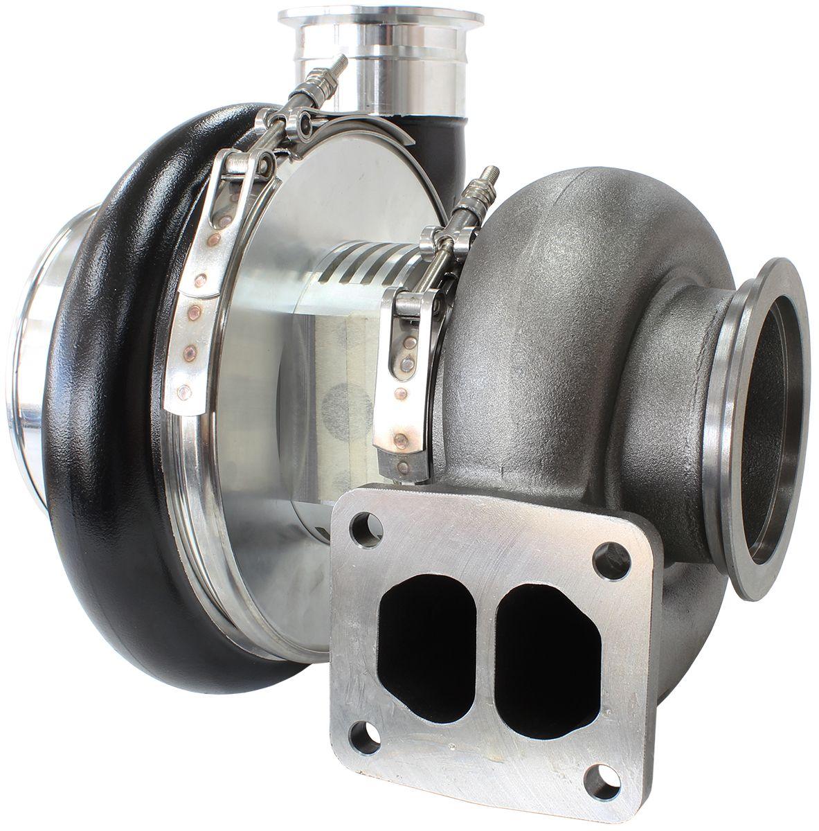 Aeroflow Performance External Wastegate, T4 Twin Entry Inlet Flange, V-Band Exhaust Flange Aeroflow BOOSTED 7575 T4 1.10 Turbocharger 1050HP, Hi Temp Black Finish AF8005-4017BLK SR