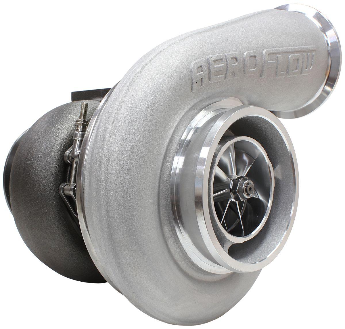 Aeroflow Performance External Wastegate, T4 Twin Entry Inlet Flange, V-Band Exhaust Flange Aeroflow BOOSTED 7575 T4 1.10 Turbocharger 1050HP, Natural Cast Finish AF8006-4017 SR
