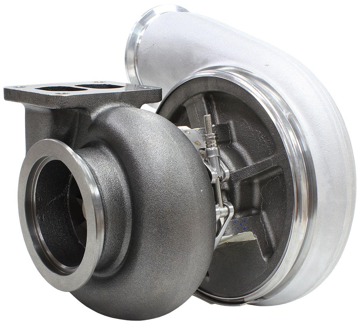 Aeroflow Performance External Wastegate, T4 Twin Entry Inlet Flange, V-Band Exhaust Flange Aeroflow BOOSTED 7575 T4 1.10 Turbocharger 1050HP, Natural Cast Finish AF8006-4017 SR
