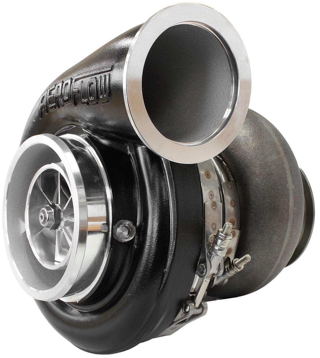 Aeroflow Performance External Wastegate, T4 Twin Entry Inlet Flange, V-Band Exhaust Flange Aeroflow BOOSTED 7588 T4 1.25 Turbocharger 1500HP, Hi Temp Black Finish AF8006-4027BLK SR