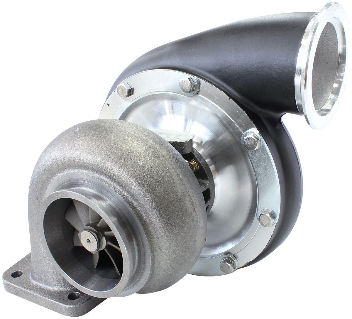 Aeroflow Performance External Wastegate, T4 Twin Entry Inlet Flange, V-Band Exhaust Flange Aeroflow BOOSTED B7875 T4 .96 Reverse Rotation Turbocharger 1150HP, Hi Temp Black Finish SR