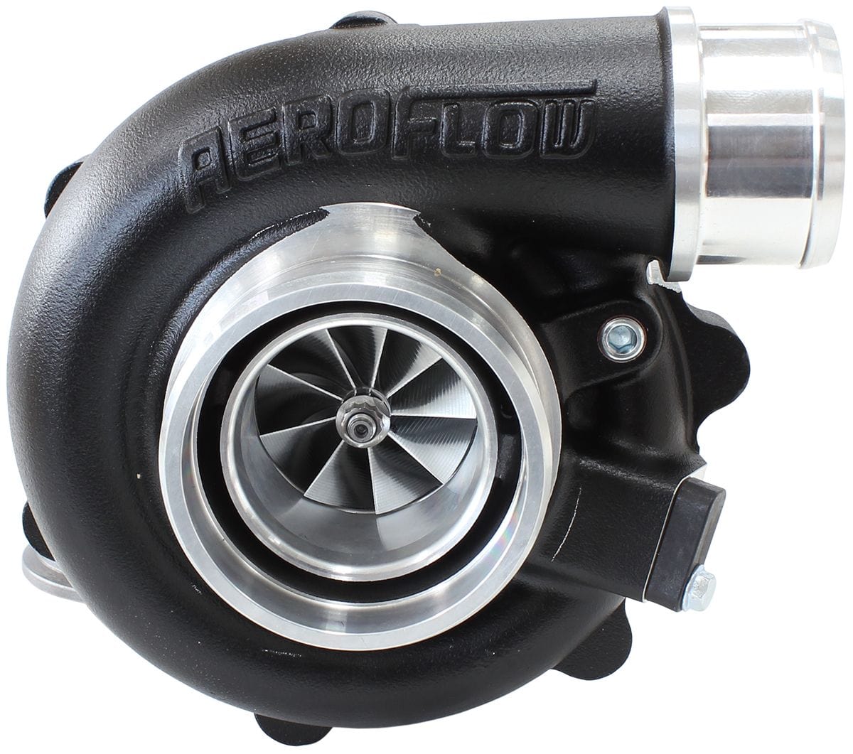 Aeroflow Performance External Wastegate, V-Band Inlet & Exhaust Flanges Aeroflow BOOSTED 4849 .72 Turbocharger 550HP, Hi Temp Black Finish AF8005-2010BLK SR