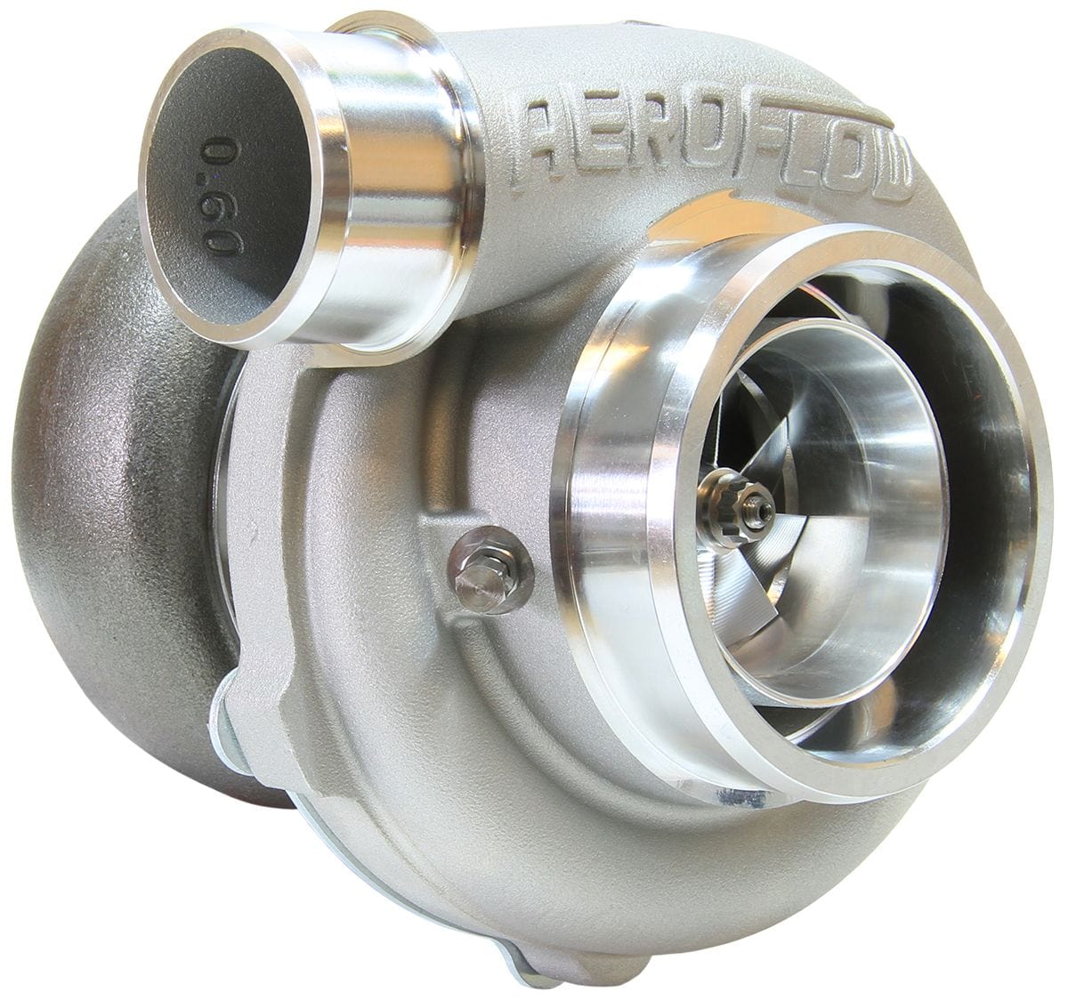 Aeroflow Performance External Wastegate, V-Band Inlet & Exhaust Flanges Aeroflow BOOSTED 5855 1.01 Reverse Rotation Turbocharger 750HP, Natural Cast Finish AF800 SR
