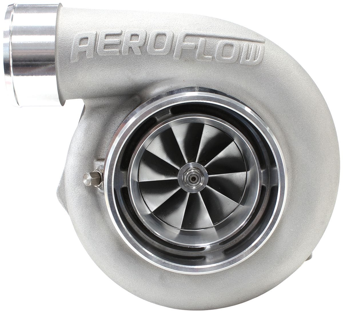 Aeroflow Performance External Wastegate, V-Band Inlet & Exhaust Flanges Aeroflow BOOSTED 6762 .83 Reverse Rotation Turbocharger 950HP, Natural Cast Finish AF8005 SR