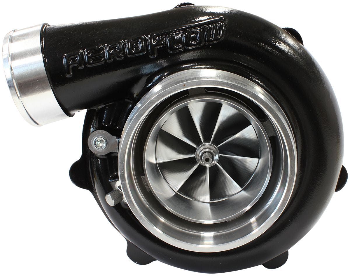 Aeroflow Performance External Wastegate, V-Band Inlet & Exhaust Flanges Aeroflow BOOSTED 6862 .83 Reverse Rotation Turbocharger 1050HP, Hi Temp Black Finish AF80 SR