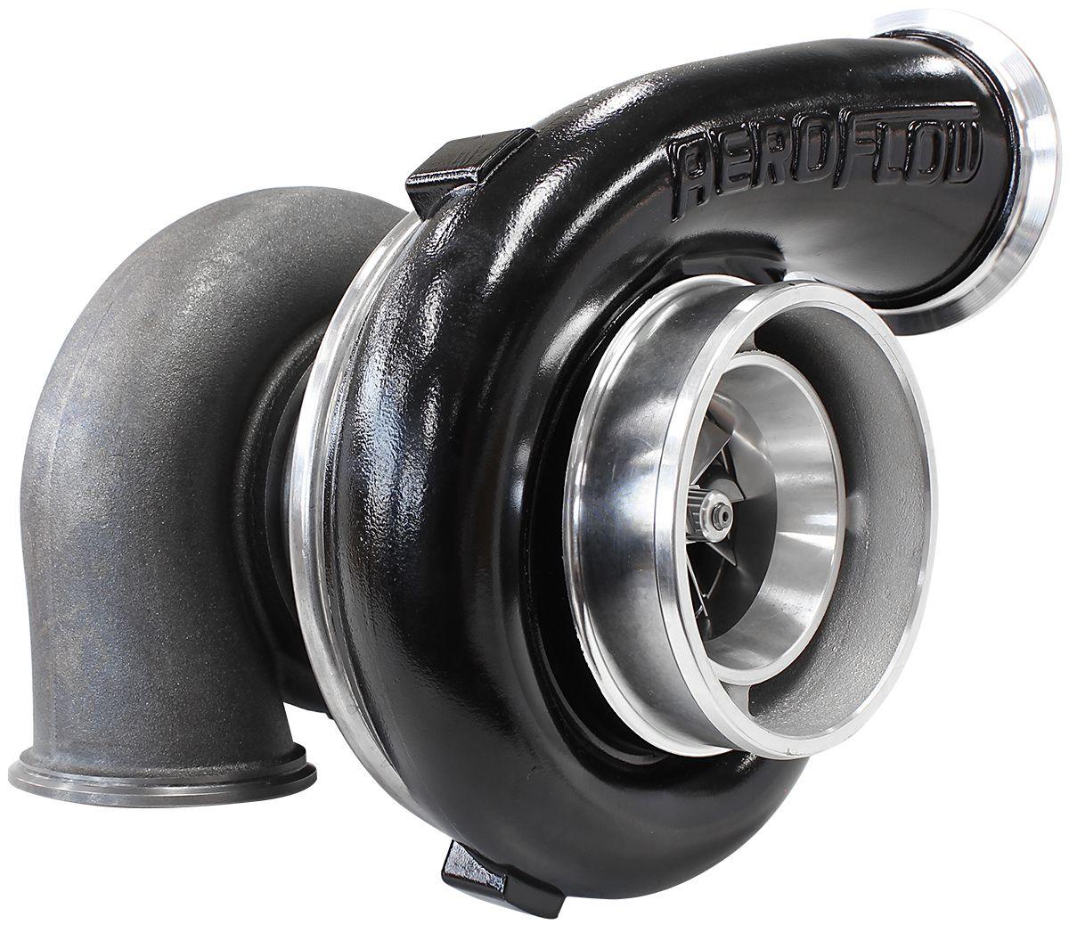 Aeroflow Performance External Wastegate, V-Band Inlet & Exhaust Flanges Aeroflow BOOSTED 7075 V-Band 1.16 Turbocharger 950HP, Hi Temp Black Finish AF8005-4014BLK SR