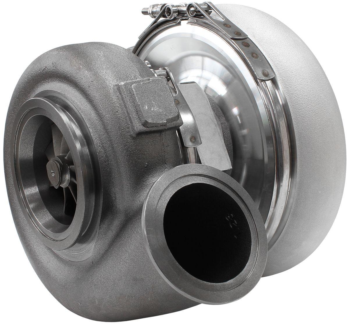 Aeroflow Performance External Wastegate, V-Band Inlet & Exhaust Flanges Aeroflow BOOSTED 7975 1.28 Reverse Rotation Turbocharger 1450HP, Natural Cast Finish AF80 SR