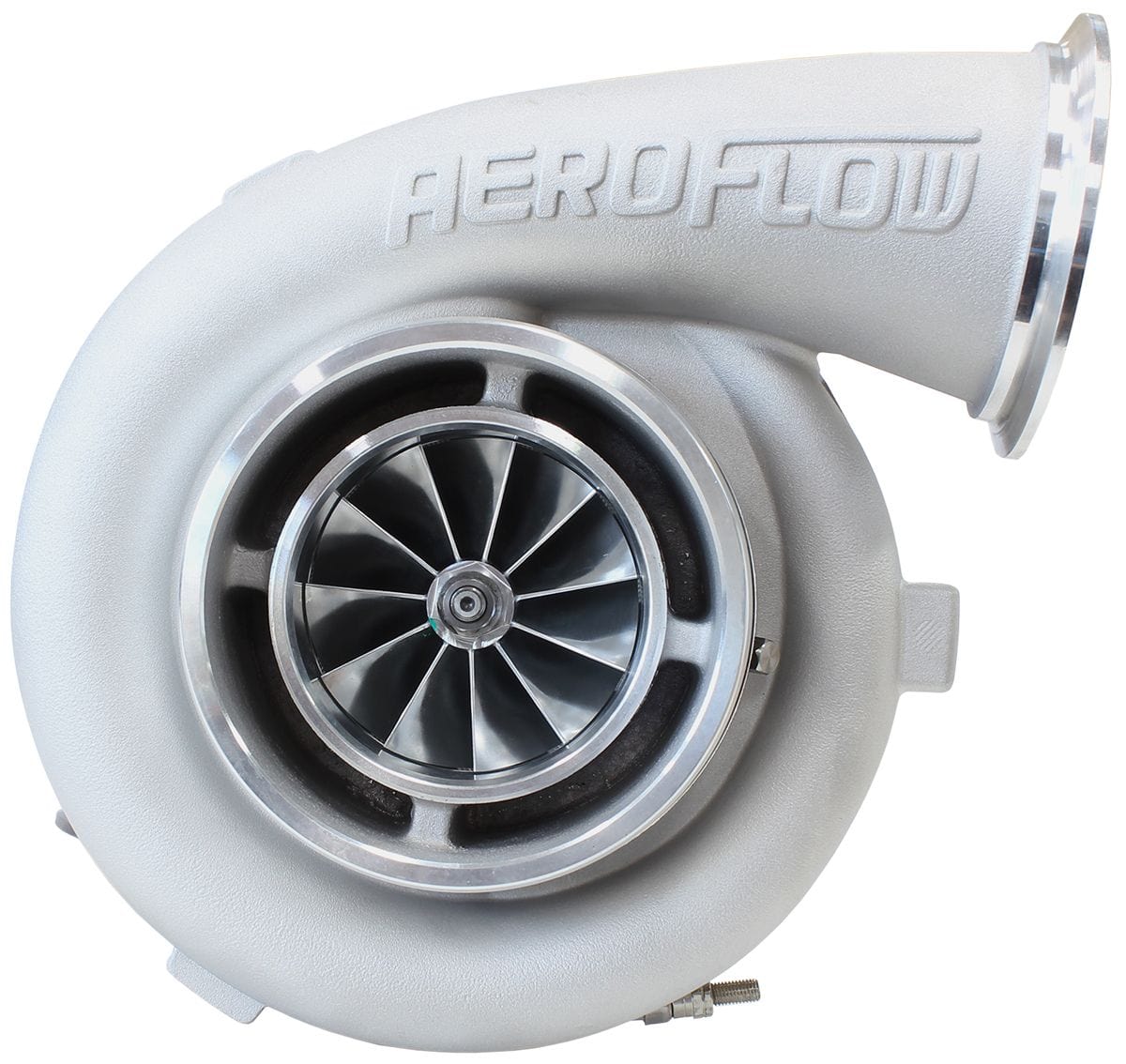 Aeroflow Performance External Wastegate, V-Band Inlet & Exhaust Flanges Aeroflow BOOSTED 8077 V-Band 1.16 Turbocharger 1250HP, Natural Cast Finish AF8005-4015 SR