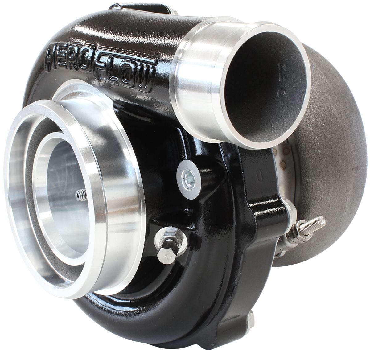 Aeroflow Performance External Wastegate, V-Band Inlet & Exhaust Flanges Aeroflow BOOSTED B5855 .83 Turbocharger 770HP, Hi Temp Black Finish AF8005-3048BLK SR
