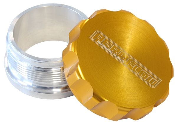 Aeroflow Performance Fabrication 2.5" / Gold Billet Aluminium Weld-On Filler with Cap SR