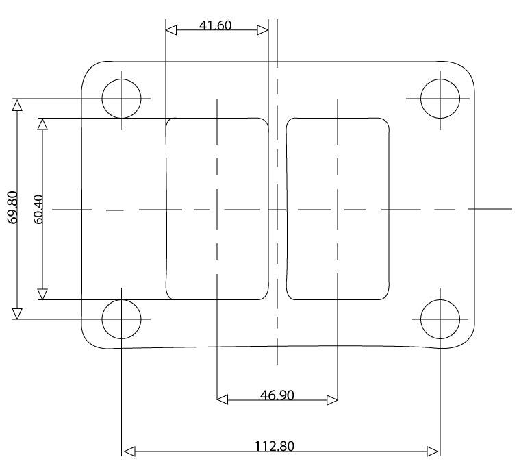 Aeroflow Performance Fabrication AF9551-0004 Stainless Steel Turbine Inlet Flange Twin Entry Weld-On Suit GT42/GT45/GT51 SR