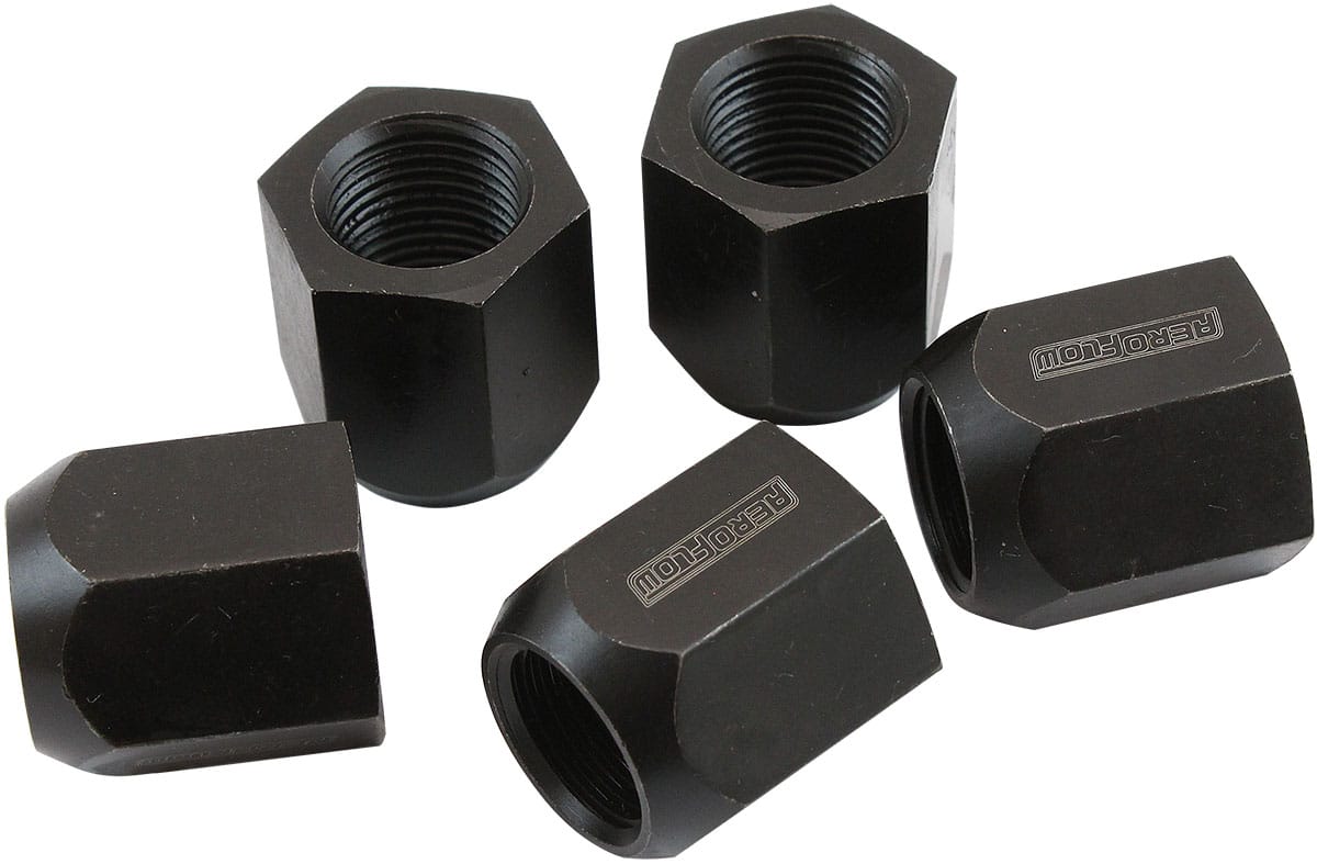 Aeroflow Performance Fabrication & Fasteners Aeroflow Acorn Short Open Black Wheel Nuts - 5/8-18" AF3013-2000 SR