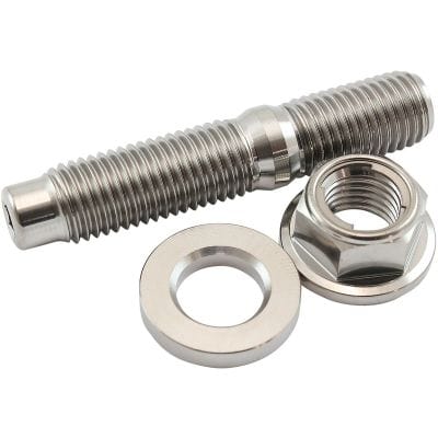 Aeroflow Performance Fabrication & Fasteners Aeroflow M10 x 1.25mm Titanium Stud, Hex Locking Nut and Washer Kit AF55-2016 SR