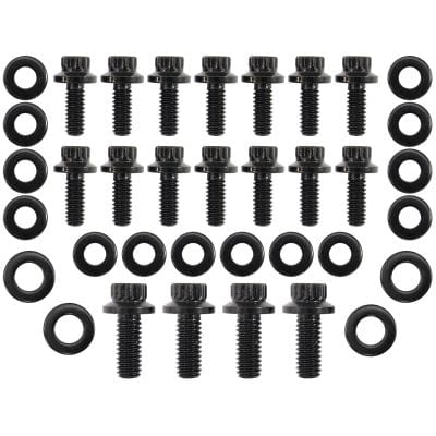 Aeroflow Performance Fabrication & Fasteners Aeroflow Small Block Chev with 1 Piece Gasket Oil Pan Bolt Kit - Black Finish AF37-2351 SR
