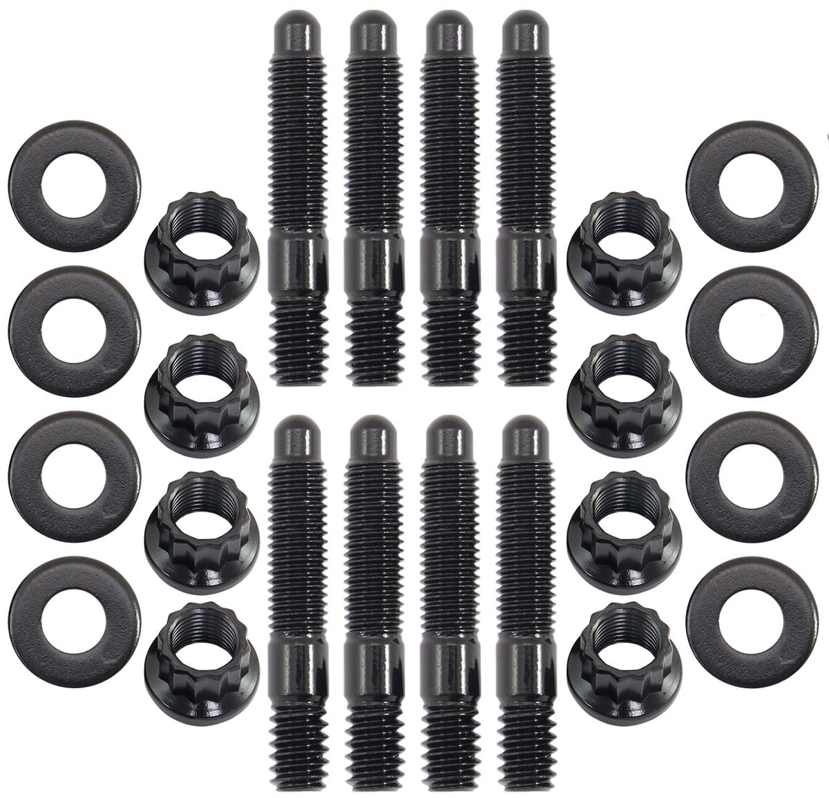 Aeroflow Performance Fabrication & Fasteners Aeroflow Universal Valve Cover Stud Kit 1/4-20" OAL 1.50", Pack of 8 - Black Finish AF37-1500 SR