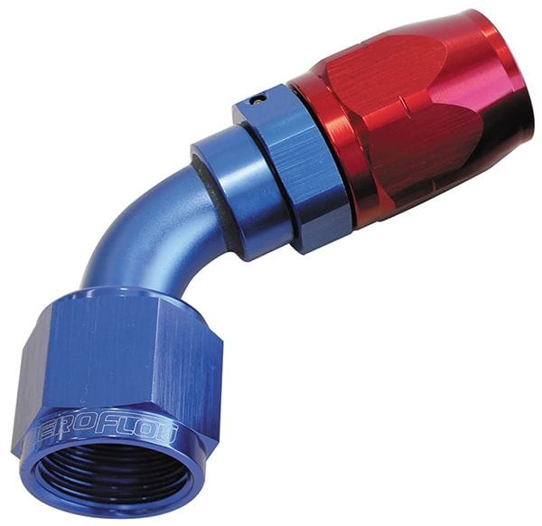 Aeroflow Performance Fittings 12 / Red/Blue 500 Series Cutter Swivel 60° Hose End. Suits 100 & 450 Series Hose SR
