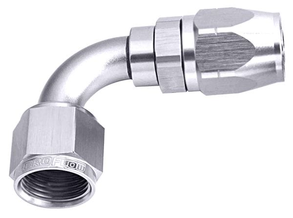 Aeroflow Performance Fittings 20 / Silver 500 Series Cutter Swivel 90° Hose End. Suits 100 & 450 Series Hose SR