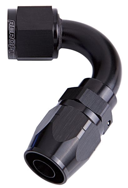 Aeroflow Performance Fittings 4 / Black 500 Series Cutter Swivel 120° Hose End. Suits 100 & 450 Series Hose SR