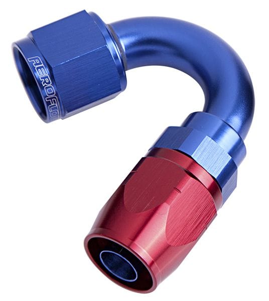 Aeroflow Performance Fittings 6 / Red/Blue 500 Series Cutter Swivel 150° Hose End. Suits 100 & 450 Series Hose SR