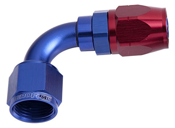Aeroflow Performance Fittings 8 / Red/Blue 500 Series Cutter Swivel 90° Hose End. Suits 100 & 450 Series Hose SR