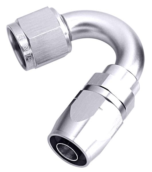 Aeroflow Performance Fittings 8 / Silver 500 Series Cutter Swivel 150° Hose End. Suits 100 & 450 Series Hose SR